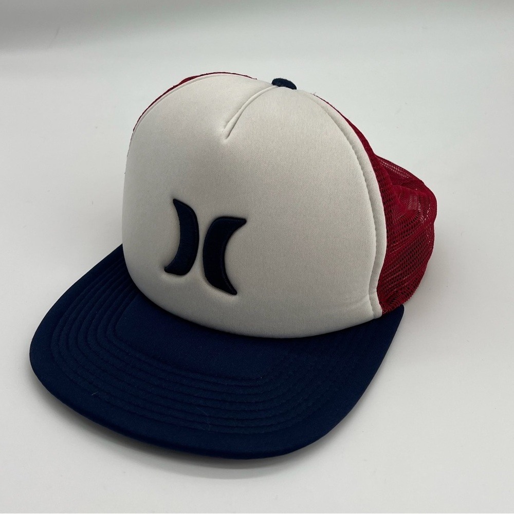 Hurley Trucker Hat Red White Blue Snapback Surf Skater Y2K